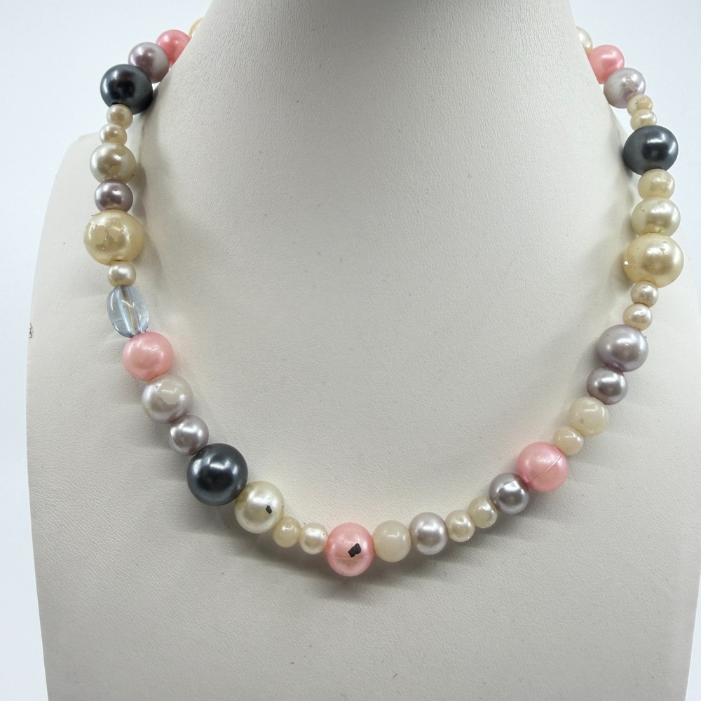 Pastel Pearl Beaded Necklace - Boho Statement Layering Jewelry Gift
